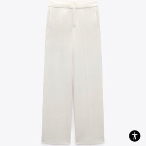 NWT Zara White Wide Leg Trouser Pants Size Small